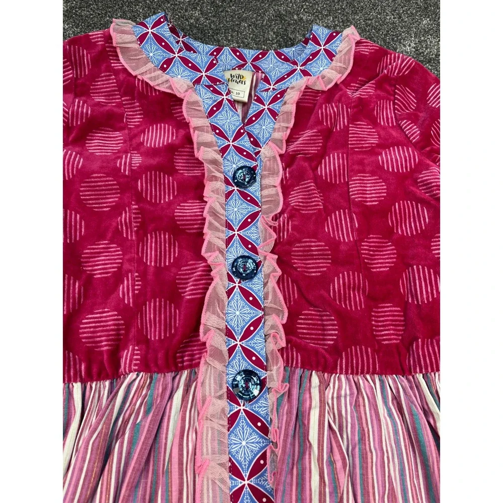 Wildflowers Matilda Jane Mixed Print Velvet Floral Tiered Tunic Dress Girls 10